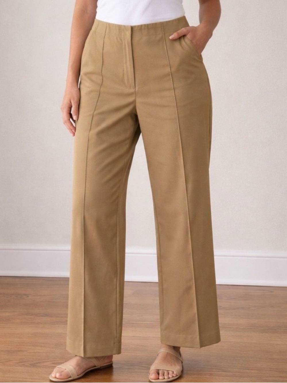 J. Jill Camel Color Wide Leg Pull On Pants, Size LP, NWT